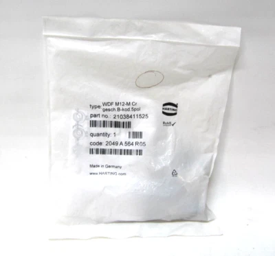 (SEALED) Harting Pft M12-Crimp Shield Male B-code 5pol 21038411525 - Image 1 of 4