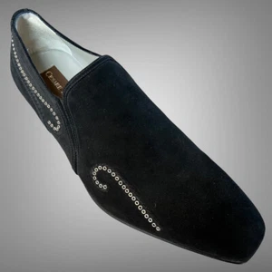 CLEARANCE CESARE PACIOTTI US 8 STYLISH BLACK SUEDE LOAFERS ITALIAN MENS SHOES - Picture 1 of 7