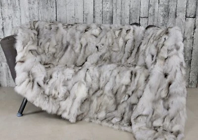 Manta de zorro azul de lujo, manta de piel real Foto 1 de 4