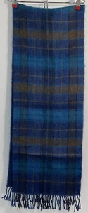 Pure Laine Vierge Woolmark blau karierter Schal 100 % Wolle hergestellt in Frankreich - Bild 1 von 5