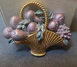 Vintage Signed ULTRA CRAFT Gold Harvest Fruit Basket Brooch Pin - Picture 1 of 3