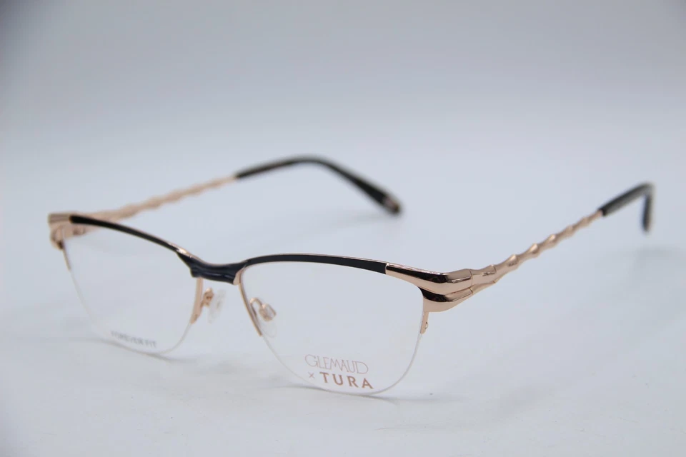 NEW GLEMAUD X TURA VGO 022 BLK BLACK GOLD AUTHENTIC FRAMES EYEGLASSES 58-16 - Image 1 of 4