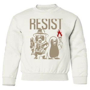 Resist Protest - Penguins and Bears Funny Youth Crewneck Sweatshirt - Picture 1 of 8