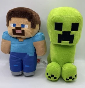 Juguete suave de peluche coleccionable oficial Mojang Jinx Minecraft Steve & Creeper - Imagen 1 de 13
