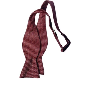 Brooks Brothers 346 Pure Silk Red Black Silver Adjustable Bow Tie - Picture 1 of 4