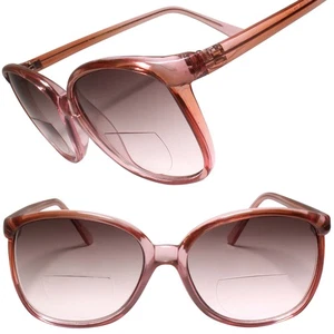 True Vintage Pink Womens Tinted Lens Bifocal 2.75 Reading Sun Glasses - Picture 1 of 4