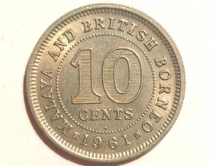 Münze Malaya + Britisch-Borneo: 10 Cent 1961 H - Bild 1 von 2