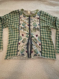 Vintage Susan Bristol Bright and colorful cardigan Size Large Round Neck - Picture 1 of 8