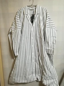 Near Mint LIMI Feu Camisa de Rayas Vestido con Cinturón Blanco - Imagen 1 de 10