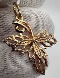 Vintage UdSSR Gold Anhänger 583 14K massiv Gold Maple Leaf filigranes Design, 2,71g - Bild 1 von 9