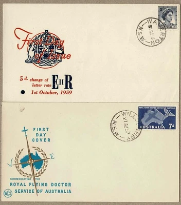 Australia 1957 1959 WCS Royal FDC Cover x2  NSW Postmark Unaddressed Unaddressed - image 1 of 2