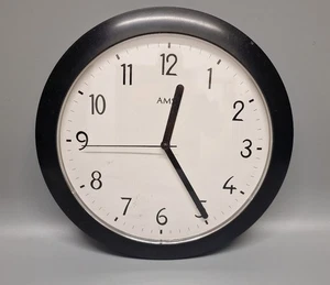 AMS Wall Clock/Kitchen Clock Quartz Modern Design Colour Black 27 CM #K-461-09 - Picture 1 of 2