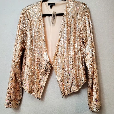 Torrid ◇ Nueva Chaqueta Blazer Lentejuelas Oro Rosa ◇ Talla 0 ◇ Vacaciones, Fiesta ◇ Nueva con Etiquetas Foto 1 de 4