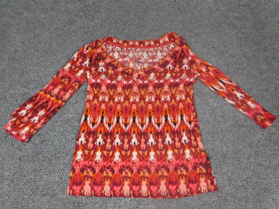 Blusa para mujer Nicole Miller pequeña roja jersey elástico naranja Foto 1 de 4