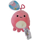 3.5" Abby Pink Octopus Squishmallow Plush Clip On Keychain Sea Life Squad - NEW