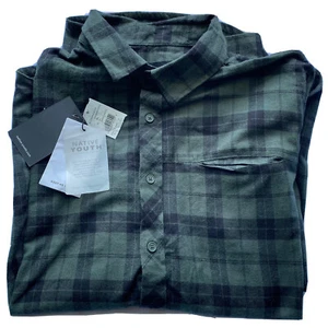 Men’s Plaid Shirt NWT Native Youth Button Up Green XL Bloomingdales 100% Cotton - Picture 1 of 9