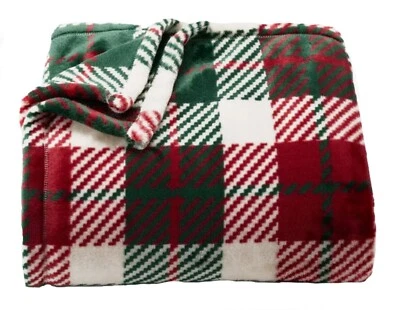 The Big One Plush Throw Blanket Holiday Plaid Red, Green and White 60 x 72 - Image 1 of 4