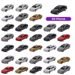 50pcs HO Scale Model Cars Vehicles 1:87 Building Scenery Railway Layout Scenery - Picture 1 of 10