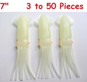 7" Glow Octopus Skirt Squid Soft Plastic Lure Saltwater Fishing Bait - Picture 1 of 2