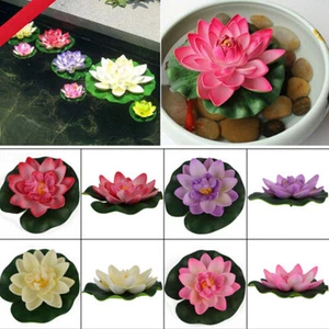 Artificial Floating Lotus Water Lily Aquarium Fish Tank Decor Ornament H ZW - Bild 1 von 16