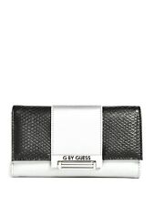 G by GUESS Carine Silver Black Python Faux Leather Tri-fold Wallet Clutch