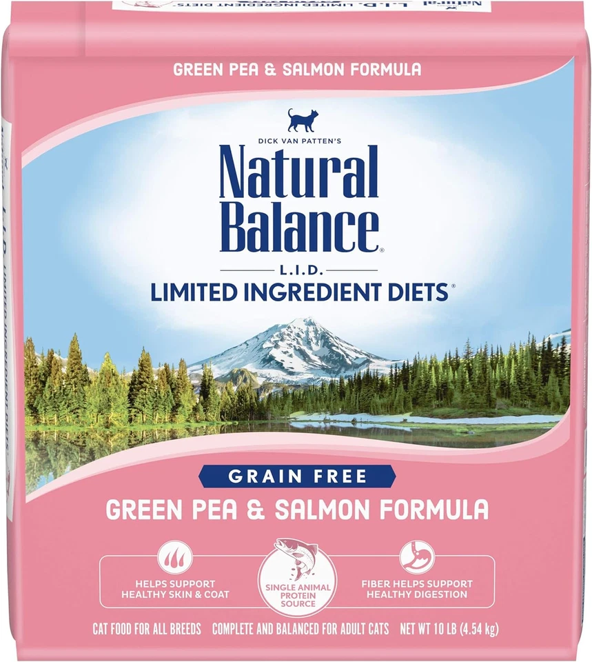 Natural Balance Ingrediente Limitado Adulto Sin Granos Comida Seca para Gatos, Salmón y Verde Foto 1 de 4