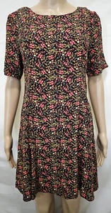 Vestido LOVE 21 Talla Mediana Negro, Rojo, Tostado Floral Manga Corta Rayón 100%, - Imagen 1 de 18