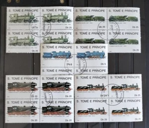 122.Sao Tome & Principe 1980 used set/5 Stamp Locomotive, Trains block of four - Picture 1 of 1