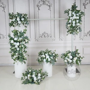 6 PCs White Rose Table Flowers Centerpiece Flowers Welcome Area Arrangements - Picture 1 of 12