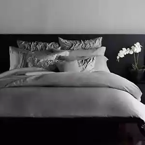 🌹NIP $750 DONNA KARAN 100% SILK QUEEN FLAT SHEET~DK GREY SILK ESSENTIALS-22 MO - Picture 1 of 8