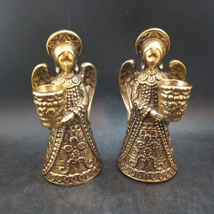 Holiday Angel Candleholders By Napcoware, Gold, Excellent Condition OBO - Picture 1 of 9