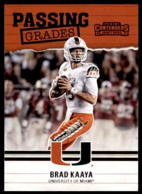 2017 PANINI CONTENDERS DRAFT PICKS PASSING GRADES BRAD KAAYA MIAMI HURRICANES #3 - Image 1 of 2