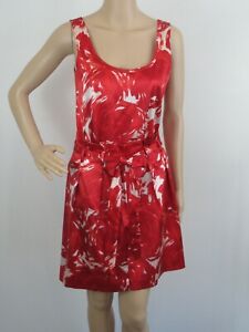 Theory Silk Blend 2-piece Dress-Red & White Print-Self Belt-Petite-Was $245-NWT