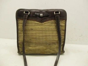 Brighton Woven Straw w/ Patent Leather Medium Tote/Handbag - Picture 1 of 11
