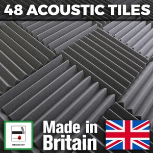 48 graue dicke Akustikschaumstofffliesen 300 mm Studio Schallschutz Schaumbehandlung - Bild 1 von 12