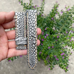 22/20mm Padded  Red   Genuine OSTRICH Leg LEATHER SKIN WATCH STRAP BAND - Picture 1 of 17