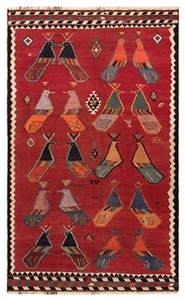 Kelim 245x149 cm Handgewebter Perserteppich Wolle Orient kilim Läufer Rug Rot - Bild 1 von 11