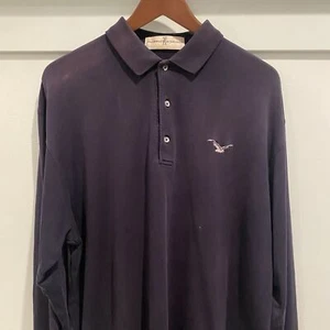 Fairway & Greene Polo Mens XL Blue Pima Cotton Peru Vtg Golf Long Sleeve FLAWS - Picture 1 of 16