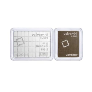 Valcambi 50x1 Gram Platinum Bar CombiBar - In Assay Card - Picture 1 of 6