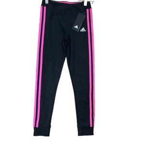 Adidas Track Leggings Pants Girl Color Black Body Solar Pink Size 3T - Picture 1 of 5