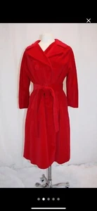Vintage Marguerite Rubel San Francisco ~ Deep Red Dbl Breasted Velvet Coat - Picture 1 of 2