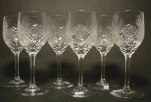 6 Weingläser, handgeschliffen. 1930er Jahre. Mundgebl. Glas. Handgeschliffen. - Bild 1 von 2