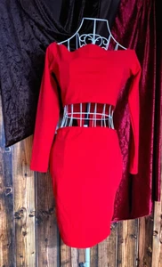 Missguided Dress Women Small Cut Out Stretch Red Short Bodycon Size 10 - Picture 1 of 6