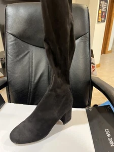 Nine West Over the Knee Boots Women's Size 7.5M Black Yanie2 Chunky Heel New - Picture 1 of 4