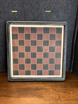 Tablero de ajedrez de madera envejecido Country Primitive tablero de juego colgante rojo negro Foto 1 de 4