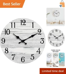 Chic 14-Inch Rustic Wall Clock - Silent Quartz for Living Room & Kitchen - Picture 1 of 10