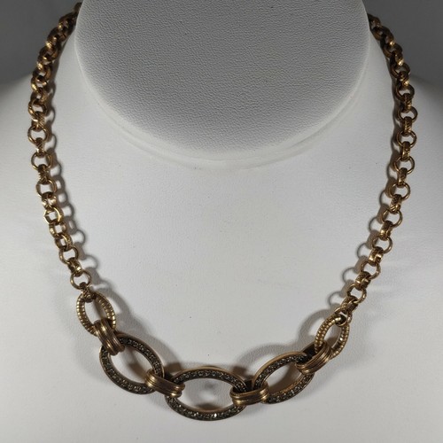 Collana Strass Givenchy Tono Oro Maglia Grande Vintage Ovale Choker