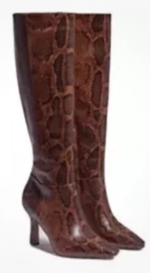 Sam Edelman Davin Snakeskin Print Brown Tall Boots Size 6 - New Without Box - Picture 1 of 6