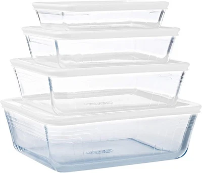 PyrexÂ® Cook & Freeze Set of 4 Glass Dishes with Airtight Lids (0.8 L, 1.5 L, 2. - Image 1 of 4