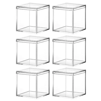  6 pezzi in acrilico trasparente cubo quadrato trasparente scatola di caramelle - Immagine 1 di 4